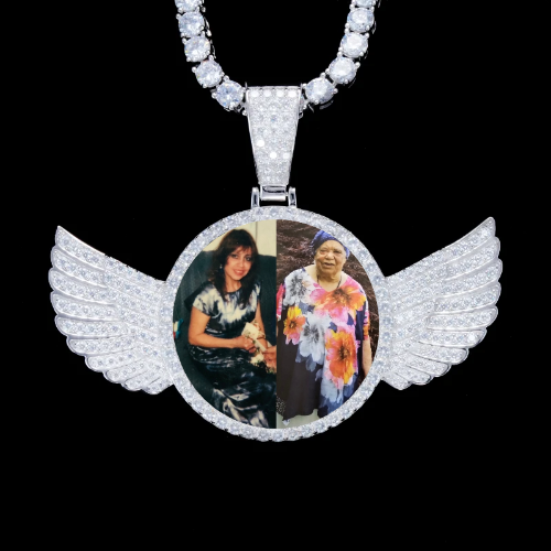 925S & VVS Moissanite 3D Wing Custom Picture Pendant