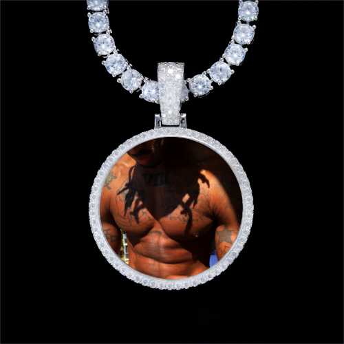 925S & VVS Moissanite 3D Circle Custom Picture Pendant