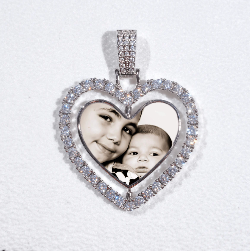 3D Spinning 2-Faced Heart Custom Picture Pendant