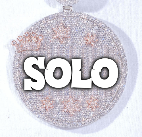 CUSTOM LETTER NECKLACE 3D BIG CROWN DISC
