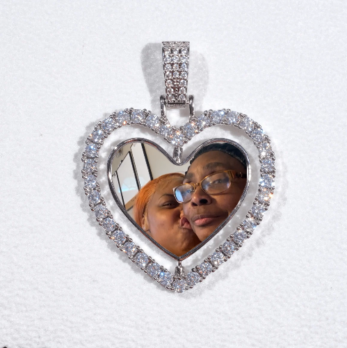 3D Spinning 2-Faced Heart Custom Picture Pendant
