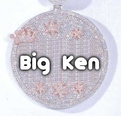 CUSTOM LETTER NECKLACE 3D BIG CROWN DISC