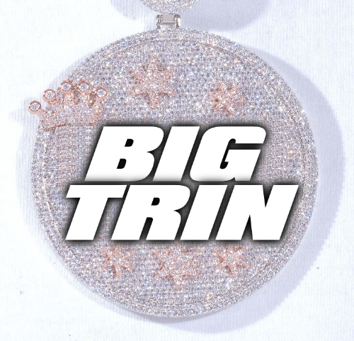 CUSTOM LETTER NECKLACE 3D BIG CROWN DISC