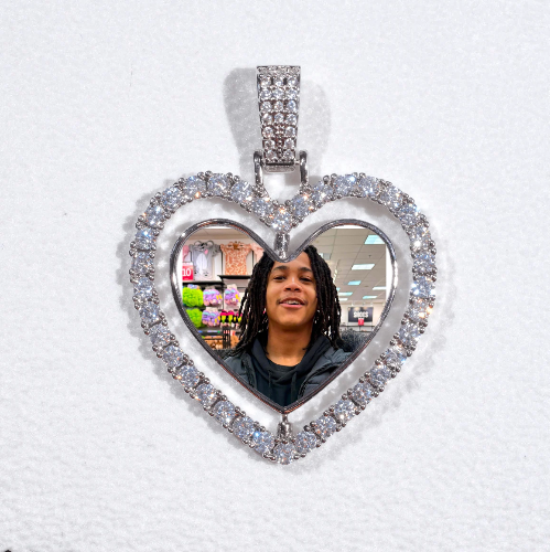 3D Spinning 2-Faced Heart Custom Picture Pendant