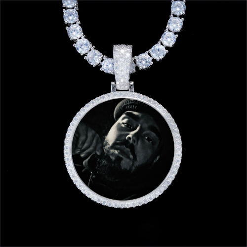 925S & VVS Moissanite 3D Circle Custom Picture Pendant