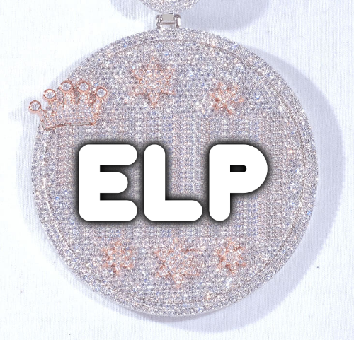 CUSTOM LETTER NECKLACE 3D BIG CROWN DISC