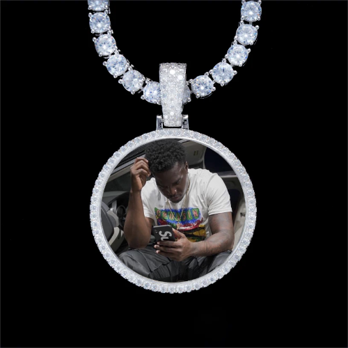 925S & VVS Moissanite 3D Circle Custom Picture Pendant