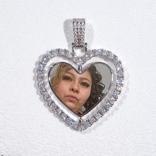 3D Spinning 2-Faced Heart Custom Picture Pendant