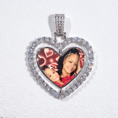 3D Spinning 2-Faced Heart Custom Picture Pendant