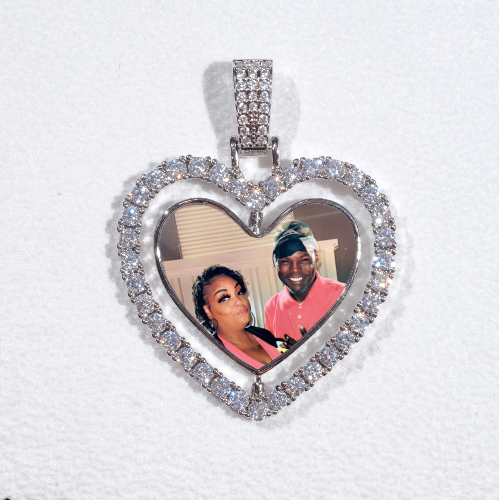 3D Spinning 2-Faced Heart Custom Picture Pendant