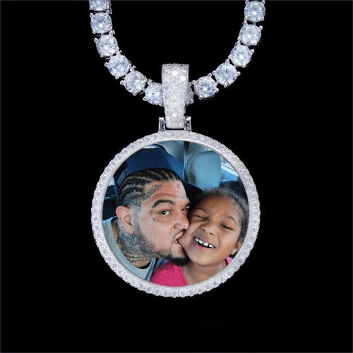 925S & VVS Moissanite 3D Circle Custom Picture Pendant