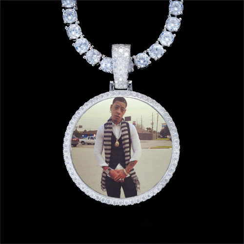 925S & VVS Moissanite 3D Circle Custom Picture Pendant