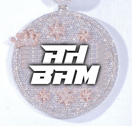 CUSTOM LETTER NECKLACE 3D BIG CROWN DISC