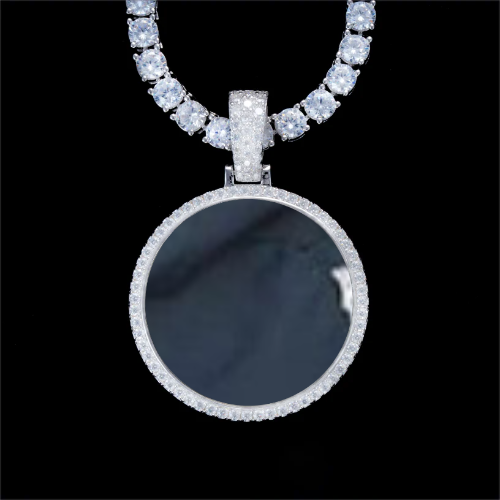 925S & VVS Moissanite 3D Circle Custom Picture Pendant