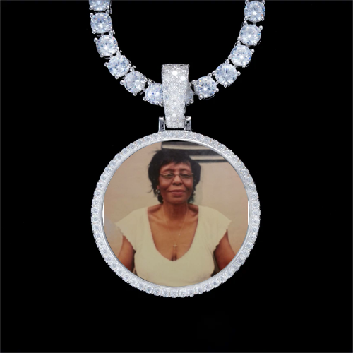 925S & VVS Moissanite 3D Circle Custom Picture Pendant