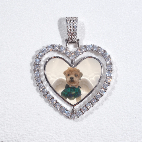 3D Spinning 2-Faced Heart Custom Picture Pendant