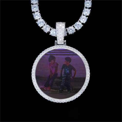 925S & VVS Moissanite 3D Circle Custom Picture Pendant