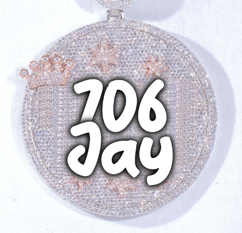 CUSTOM LETTER NECKLACE 3D BIG CROWN DISC
