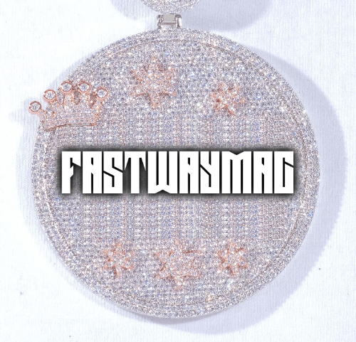 CUSTOM LETTER NECKLACE 3D BIG CROWN DISC