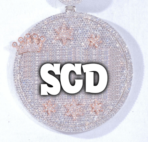 CUSTOM LETTER NECKLACE 3D BIG CROWN DISC
