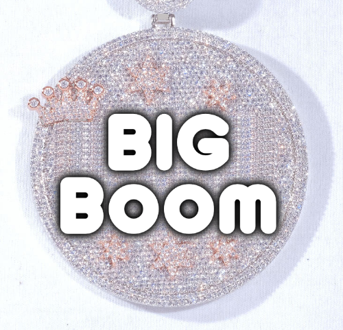 CUSTOM LETTER NECKLACE 3D BIG CROWN DISC