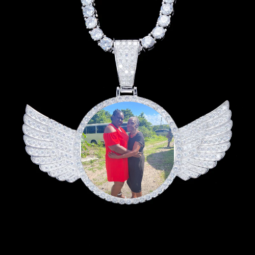925S & VVS Moissanite 3D Wing Custom Picture Pendant