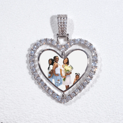 3D Spinning 2-Faced Heart Custom Picture Pendant