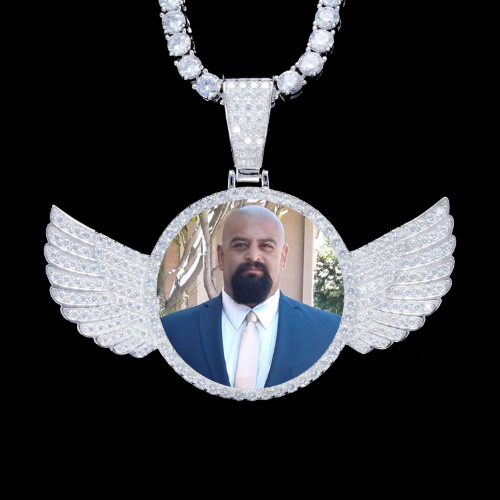925S & VVS Moissanite 3D Wing Custom Picture Pendant