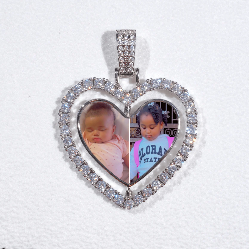 3D Spinning 2-Faced Heart Custom Picture Pendant