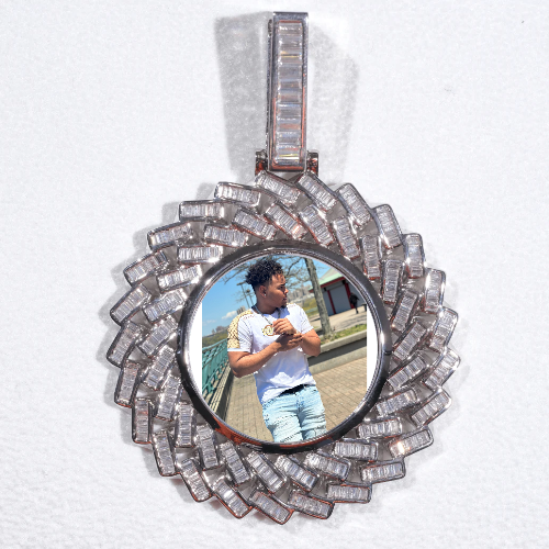 Large 3D Baguette Custom Picture Pendant