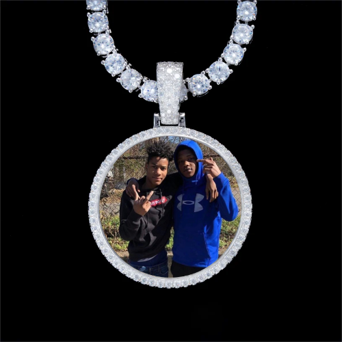 925S & VVS Moissanite 3D Circle Custom Picture Pendant