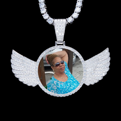 925S & VVS Moissanite 3D Wing Custom Picture Pendant