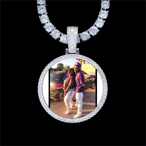 925S & VVS Moissanite 3D Circle Custom Picture Pendant