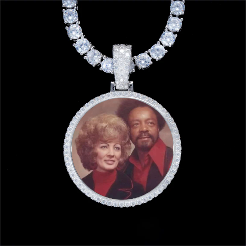 925S & VVS Moissanite 3D Circle Custom Picture Pendant