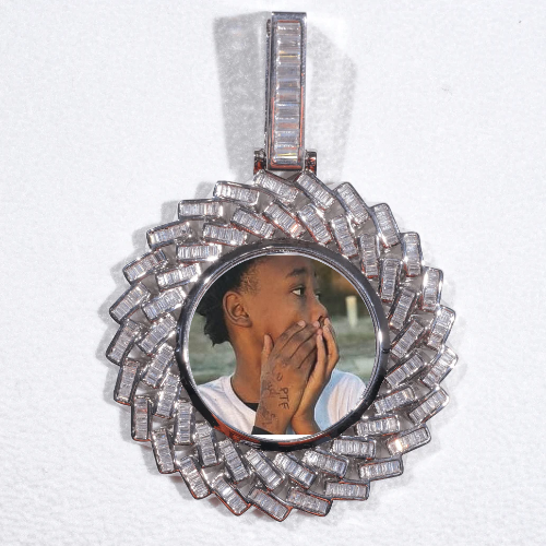 Large 3D Baguette Custom Picture Pendant