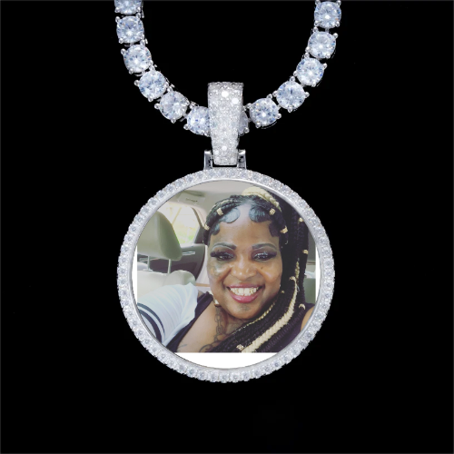 925S & VVS Moissanite 3D Circle Custom Picture Pendant