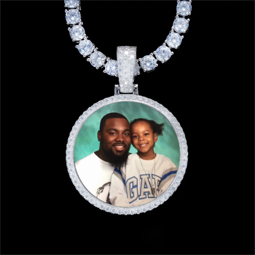 925S & VVS Moissanite 3D Circle Custom Picture Pendant