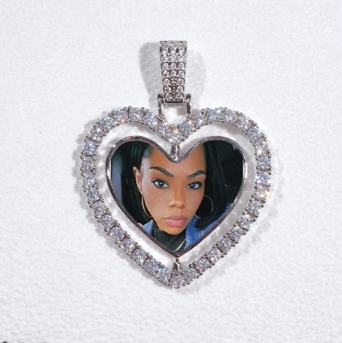 3D Spinning 2-Faced Heart Custom Picture Pendant