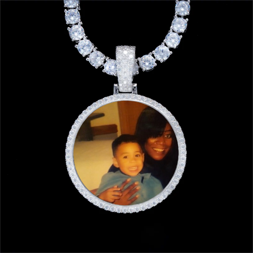 925S & VVS Moissanite 3D Circle Custom Picture Pendant