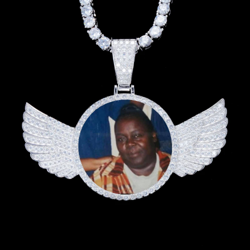 925S & VVS Moissanite 3D Wing Custom Picture Pendant