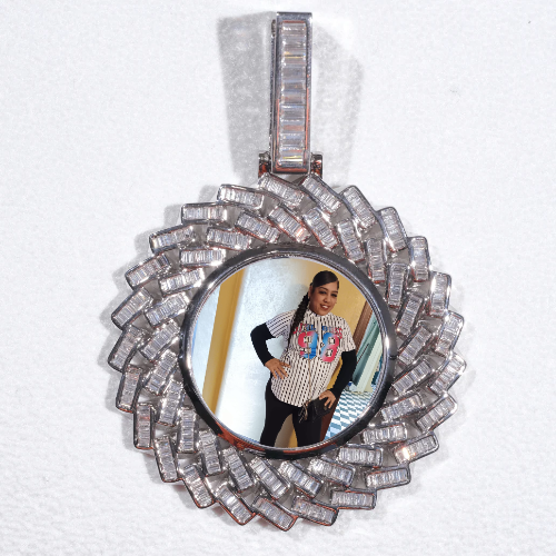 Large 3D Baguette Custom Picture Pendant
