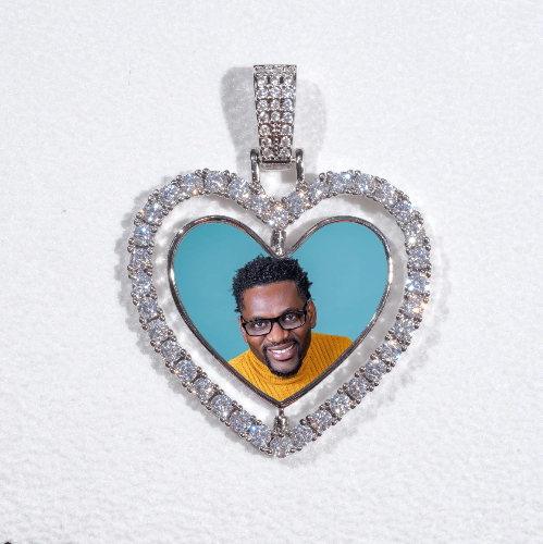 3D Spinning 2-Faced Heart Custom Picture Pendant