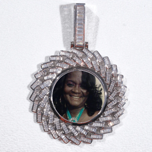 Large 3D Baguette Custom Picture Pendant