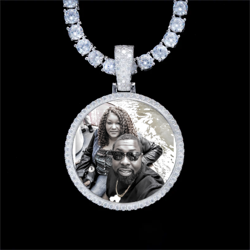 925S & VVS Moissanite 3D Circle Custom Picture Pendant