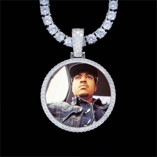 925S & VVS Moissanite 3D Circle Custom Picture Pendant