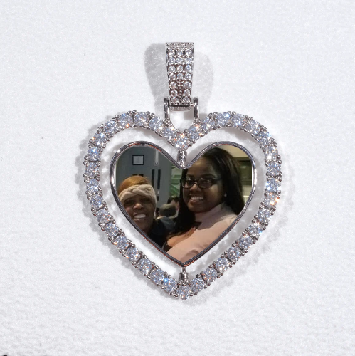 3D Spinning 2-Faced Heart Custom Picture Pendant