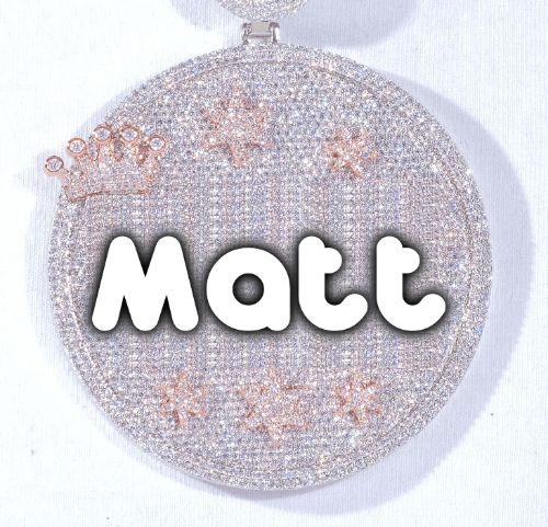 CUSTOM LETTER NECKLACE 3D BIG CROWN DISC