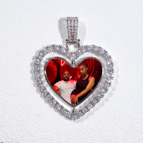 3D Spinning 2-Faced Heart Custom Picture Pendant