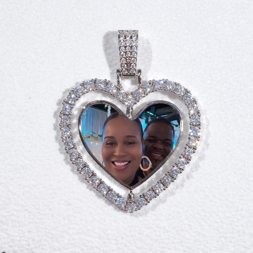 3D Spinning 2-Faced Heart Custom Picture Pendant