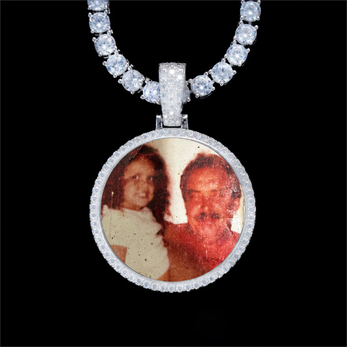 925S & VVS Moissanite 3D Circle Custom Picture Pendant